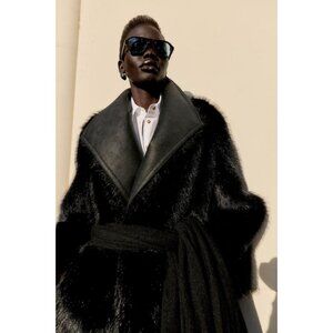 ZARA REVERSIBLE DOUBLE-FACED FAUX FUR COAT